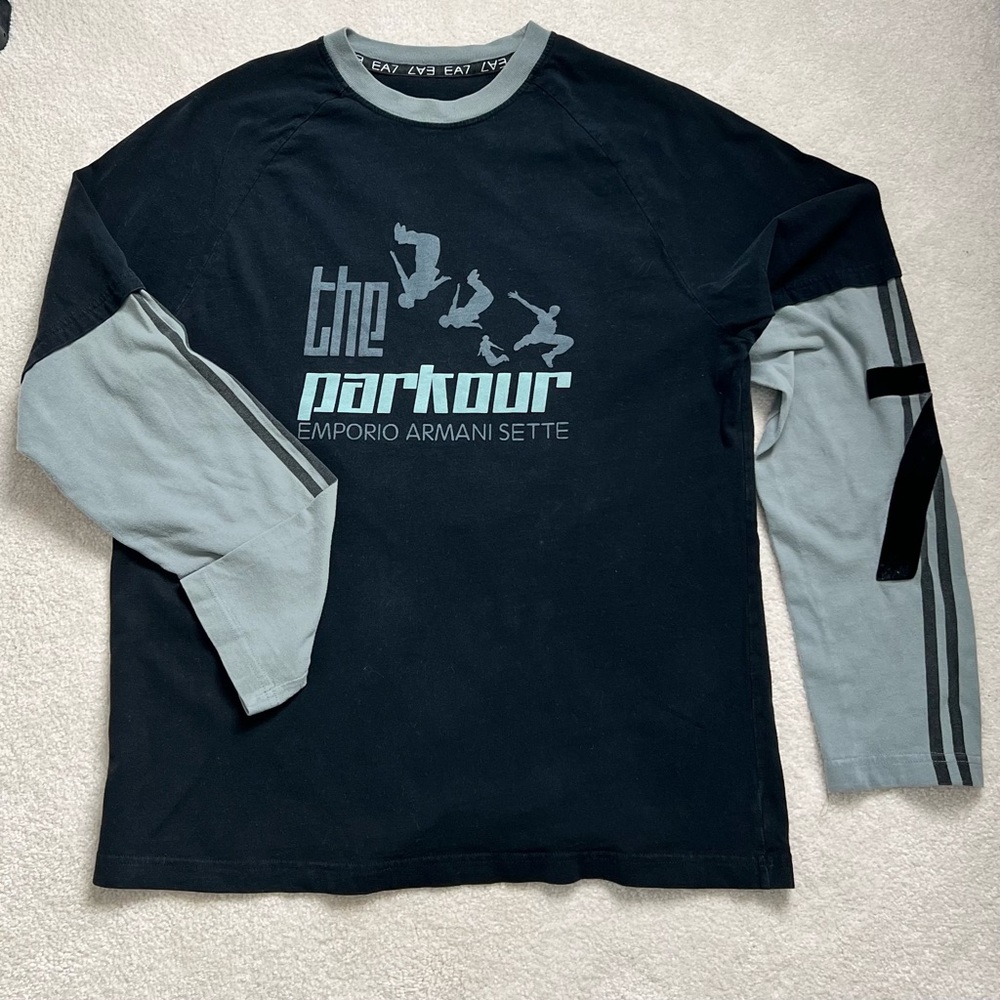 Emporio Armani Black and Gray Graphic Long Sleeve